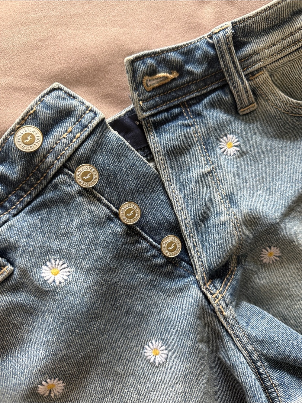 Hollister Light Blue Daisy Denim Cutoff Shorts - Picture 6 of 6
